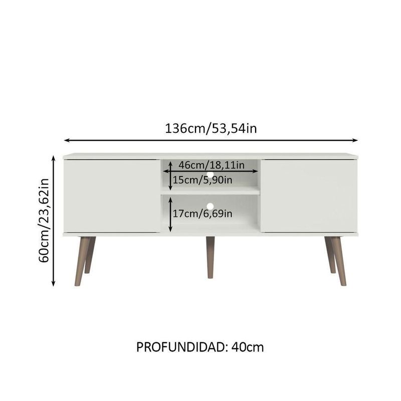 Mueble mesa para tv rack madesa 2 puertas hasta 55 blanco