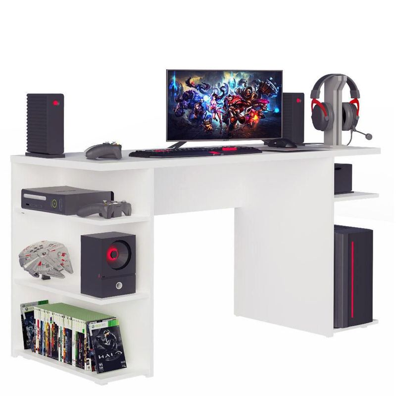 Mesa gamer escritorio para computadora madesa blanco