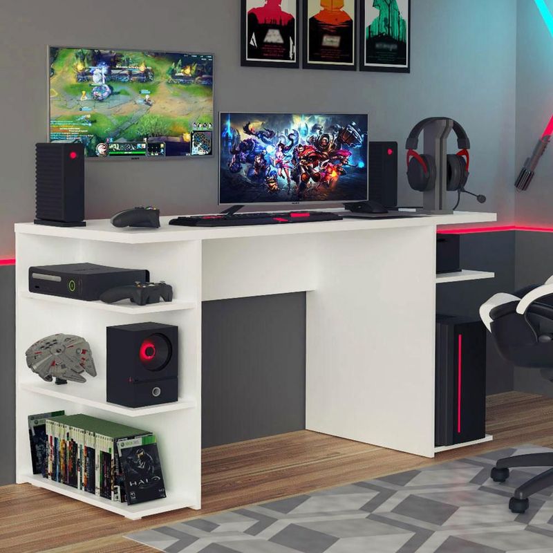 Mesa gamer escritorio para computadora madesa blanco