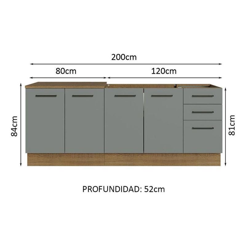 Cocina integral completa modular madesa thêmis 220cm bg 01