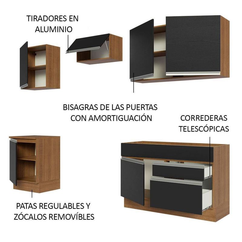 Cocina integral completa modular madesa glamy 240cm mn 08