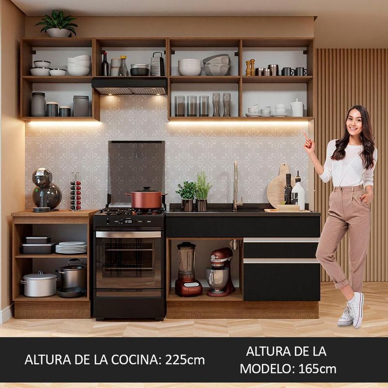 Cocina integral completa modular madesa glamy 240cm mn 08