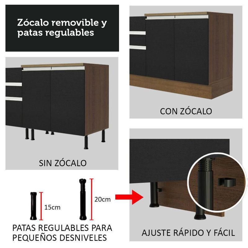 Cocina integral completa modular madesa glamy 240cm mn 08