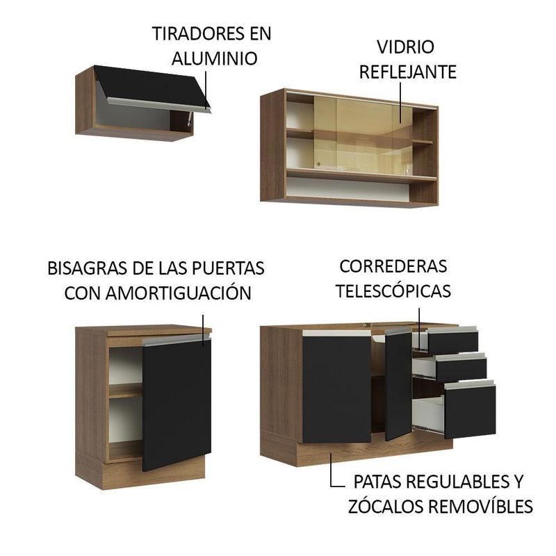 Cocina integral completa modular madesa glamy 180cm mn 08