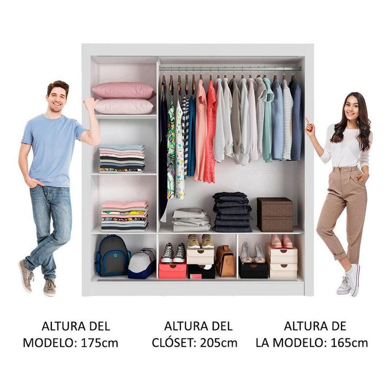 Ropero closet madesa mônaco 3 puertas 2 espejos bg