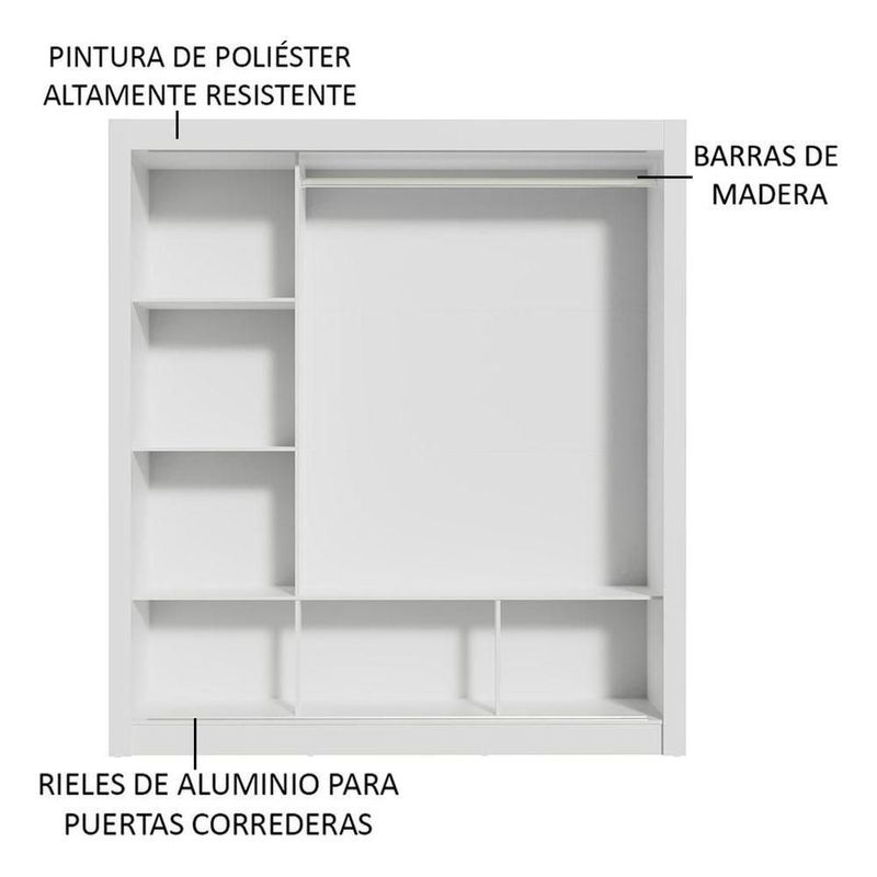 Ropero closet madesa mônaco 3 puertas 2 espejos bg