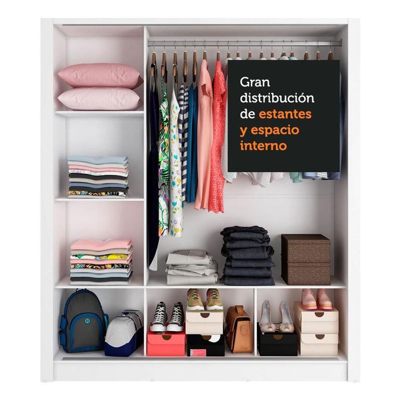 Ropero closet madesa mônaco 3 puertas 2 espejos bg