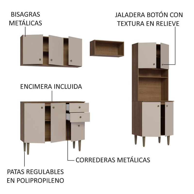 Cocina integral completa modular madesa gourmet 235cm mc 11
