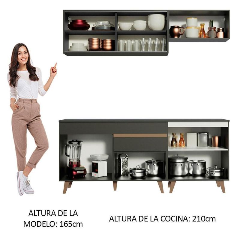Cocina integral completa modular madesa reims 190cm negro 10