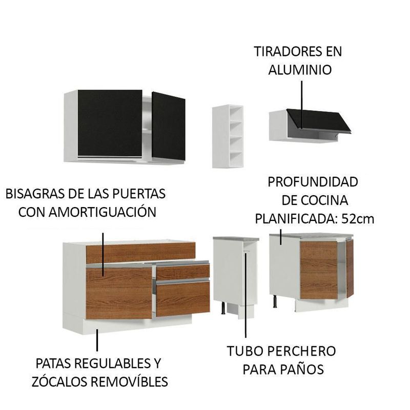 Cocina integral completa modular madesa glamy 220cm bm 10
