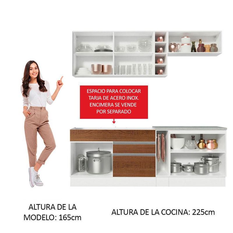 Cocina integral completa modular madesa glamy 220cm bm 10