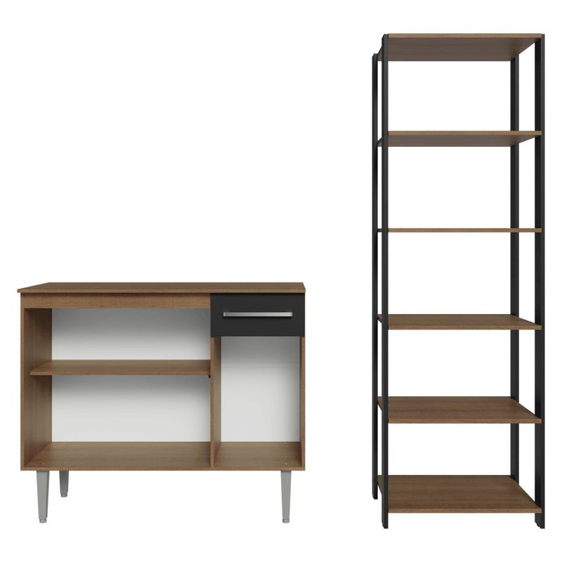 Kit gabinete y despensa de cocina madesa marrón/negro