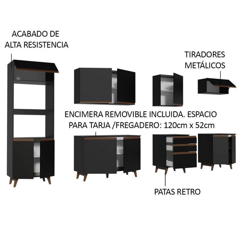 Cocina integral completa modular madesa reims 320cm negro 03