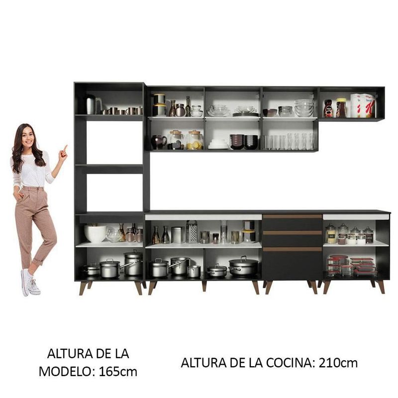 Cocina integral completa modular madesa reims 320cm negro 03