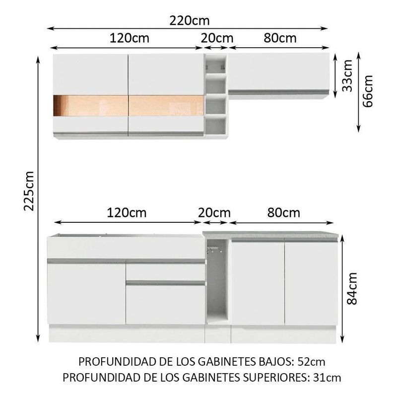 Cocina integral completa modular madesa parma 220cm bb 01