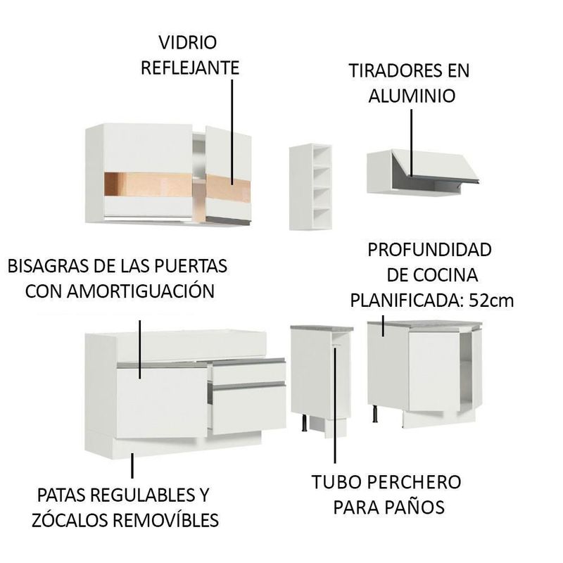 Cocina integral completa modular madesa parma 220cm bb 01