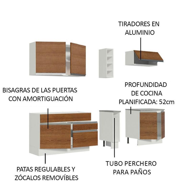 Cocina integral completa modular madesa glamy 220cm bm 03