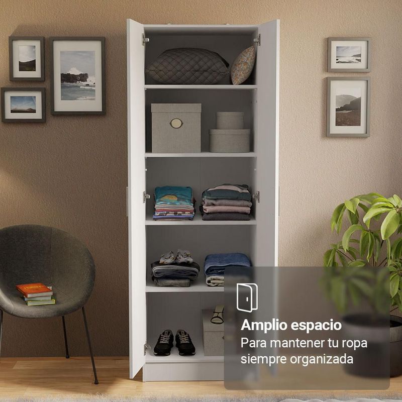 Ropero organizador y zapatera madesa con 2 puertas blanco