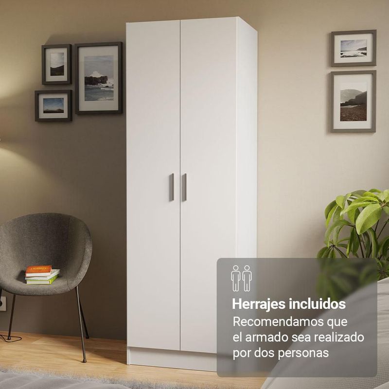 Ropero organizador y zapatera madesa con 2 puertas blanco