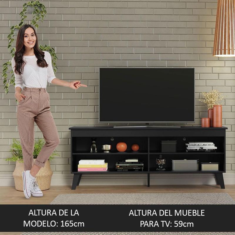 Mueble mesa para tv rack madesa 4 espacios hasta 65 negro 05