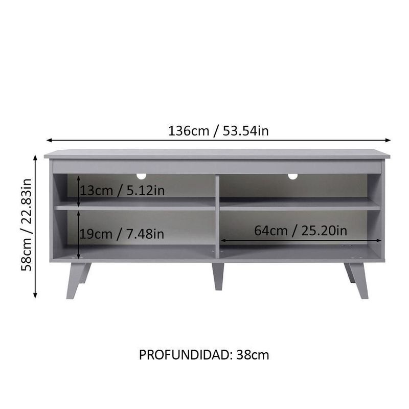 Mueble mesa para tv rack madesa 4 espacios hasta 65 gris 03