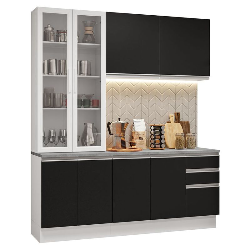 Cocina integral completa armario de vidrio madesa glamy bn 6