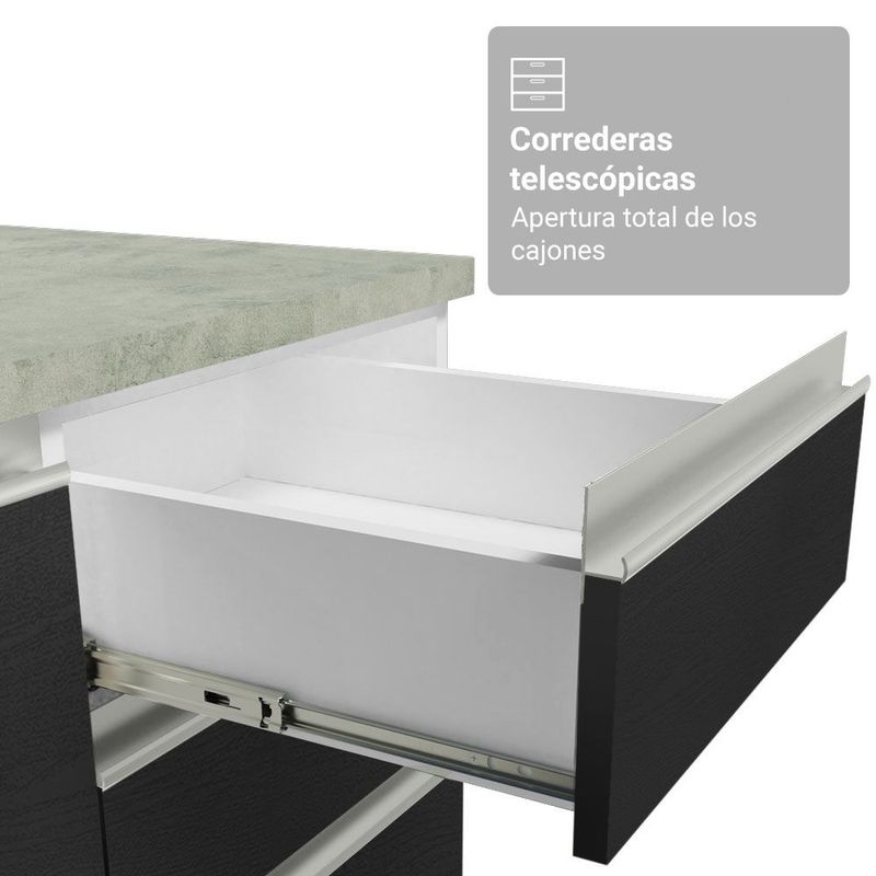 Cocina integral completa armario de vidrio madesa glamy bn 6