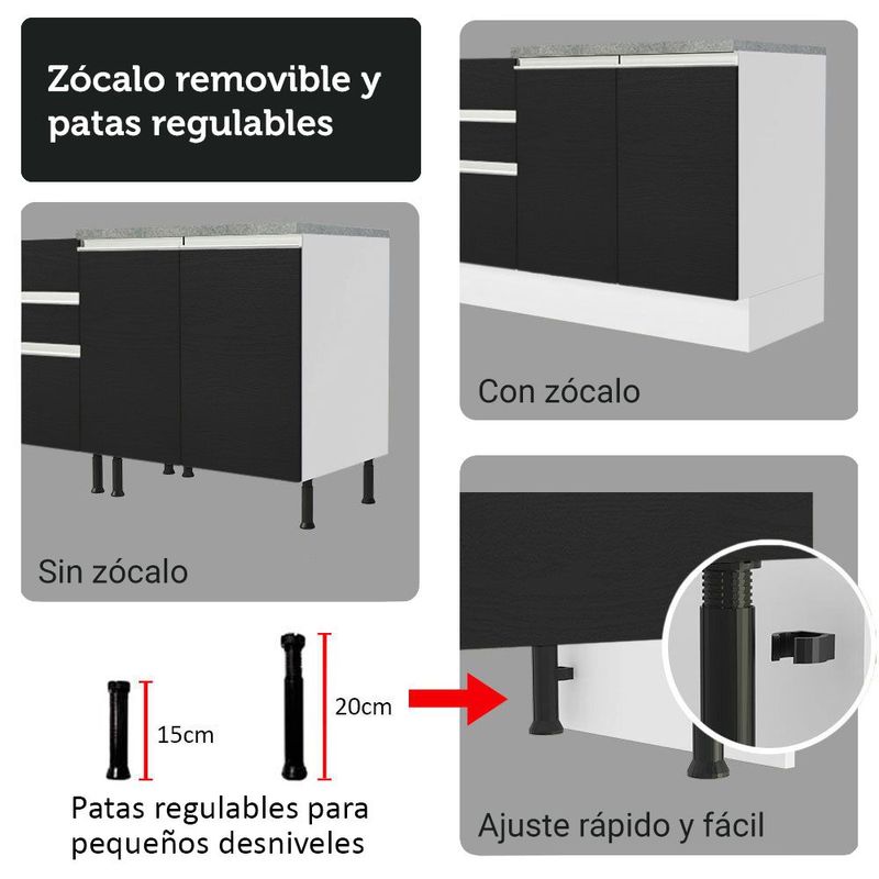 Cocina integral completa armario de vidrio madesa glamy bn 6