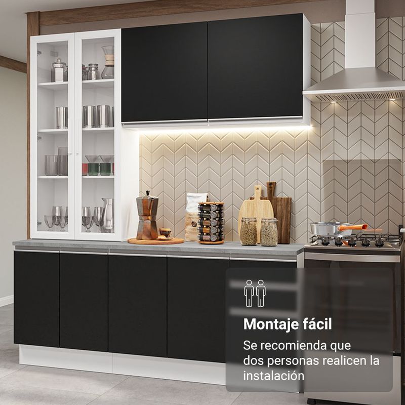 Cocina integral completa armario de vidrio madesa glamy bn 6
