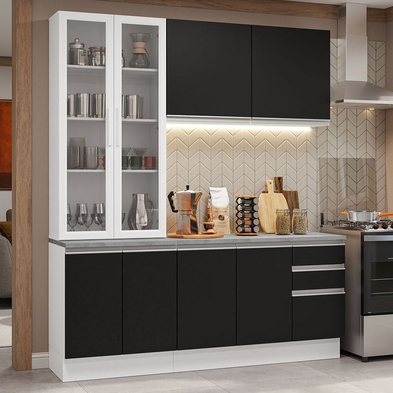 Cocina integral completa armario de vidrio madesa glamy bn 6