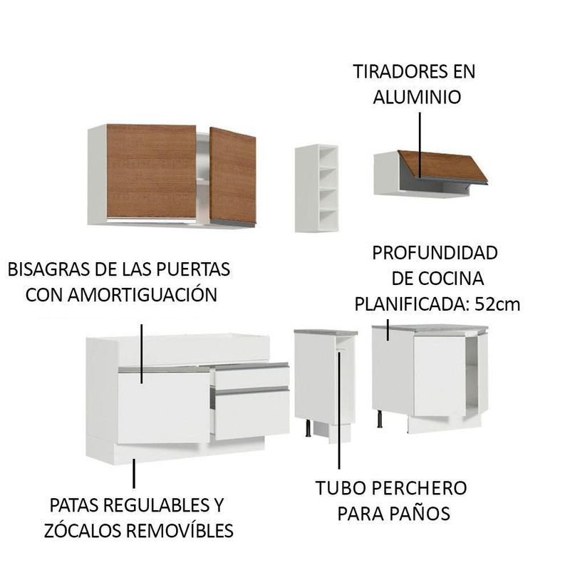Cocina integral completa modular madesa glamy 220cm bm 01