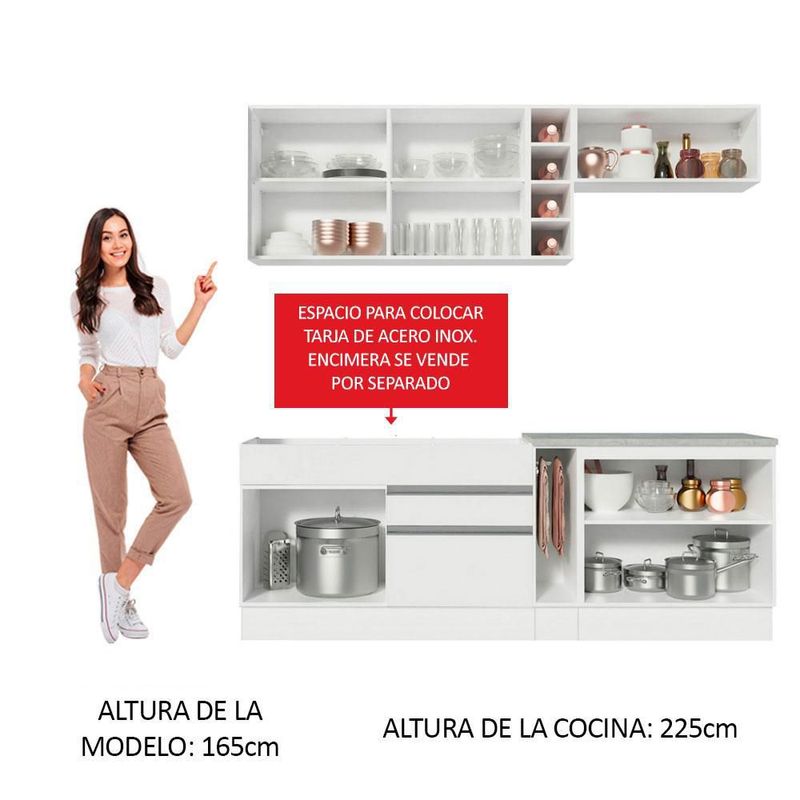 Cocina integral completa modular madesa glamy 220cm bm 01
