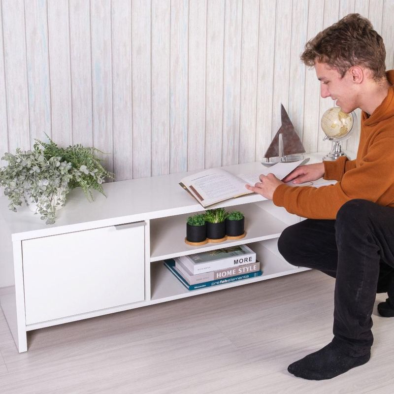Mueble mesa para tv rack madesa 2 puertas hasta 65 blanco