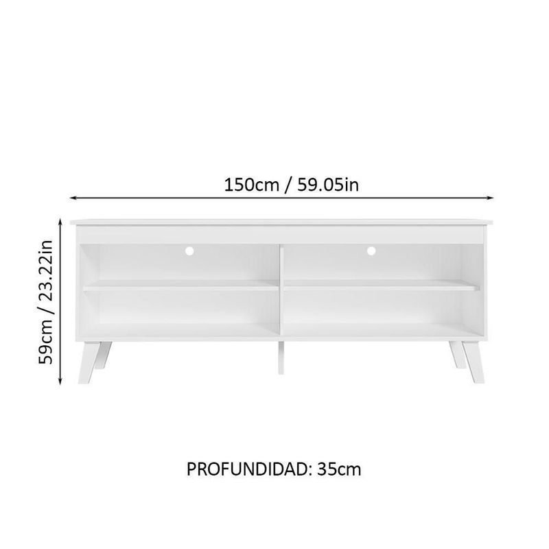 Mueble mesa para tv rack madesa 4 espacios hasta 55 blanco 2