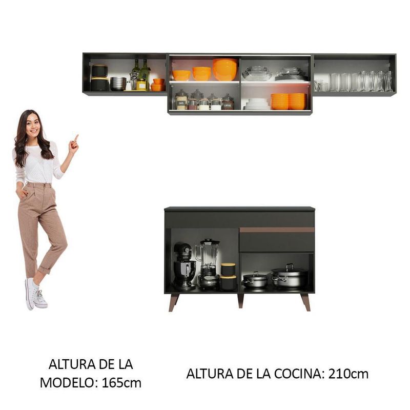 Cocina integral completa modular madesa reims 260cm negro 08