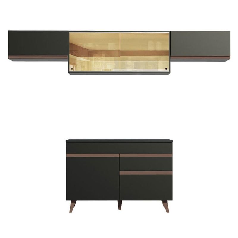 Cocina integral completa modular madesa reims 260cm negro 08