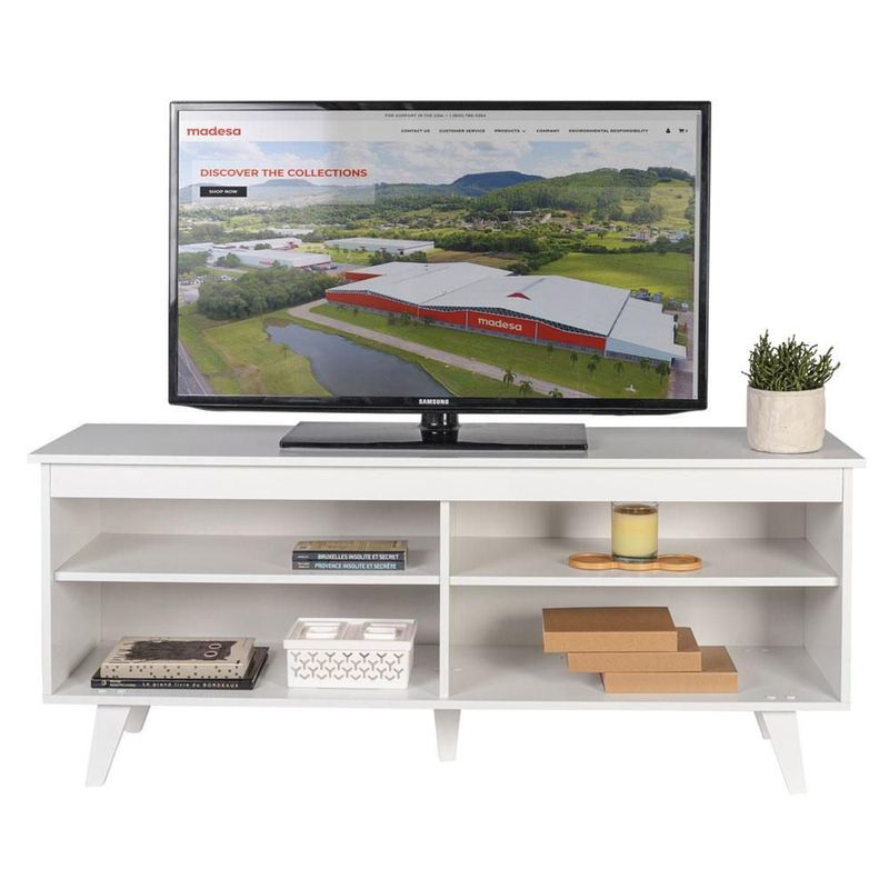 Mueble mesa para tv rack madesa 4 espacios hasta 65 blanco 1