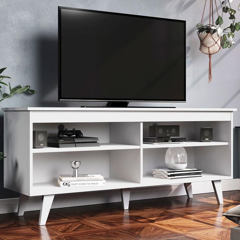 Mueble mesa para tv rack madesa 4 espacios hasta 65 blanco 1