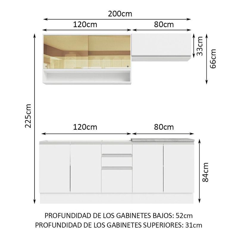 Cocina integral completa modular madesa glamy con tarja bb1