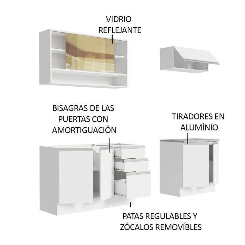Cocina integral completa modular madesa glamy con tarja bb1