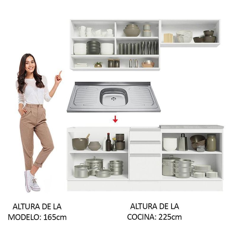 Cocina integral completa modular madesa glamy con tarja bb1