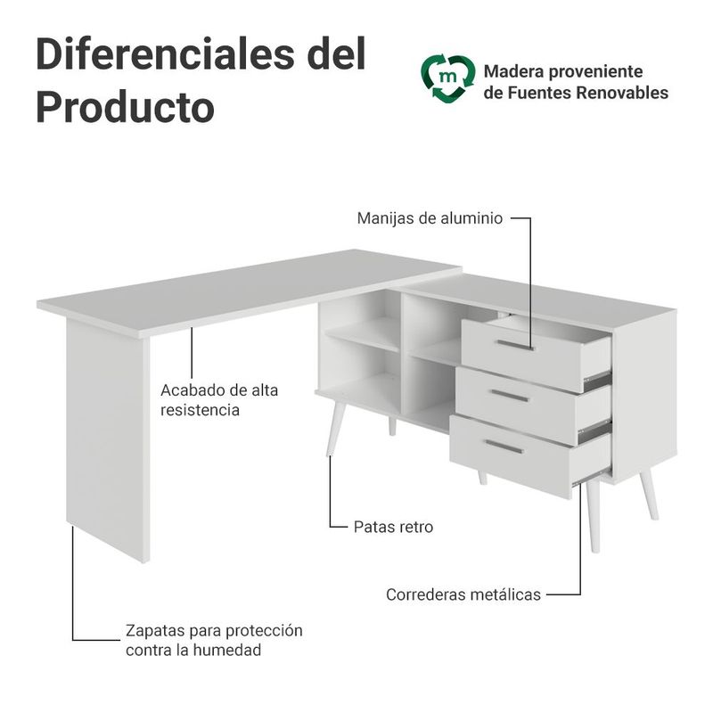 Escritorio esquinero madesa 6939 para computadora bb 05