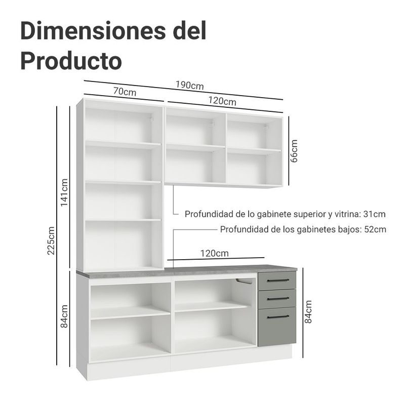 Cocina integral completa modular madesa agata 190cm bg 05