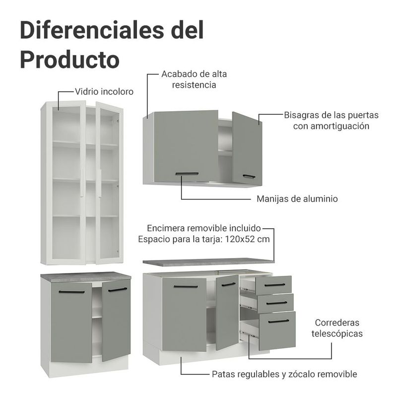 Cocina integral completa modular madesa agata 190cm bg 05