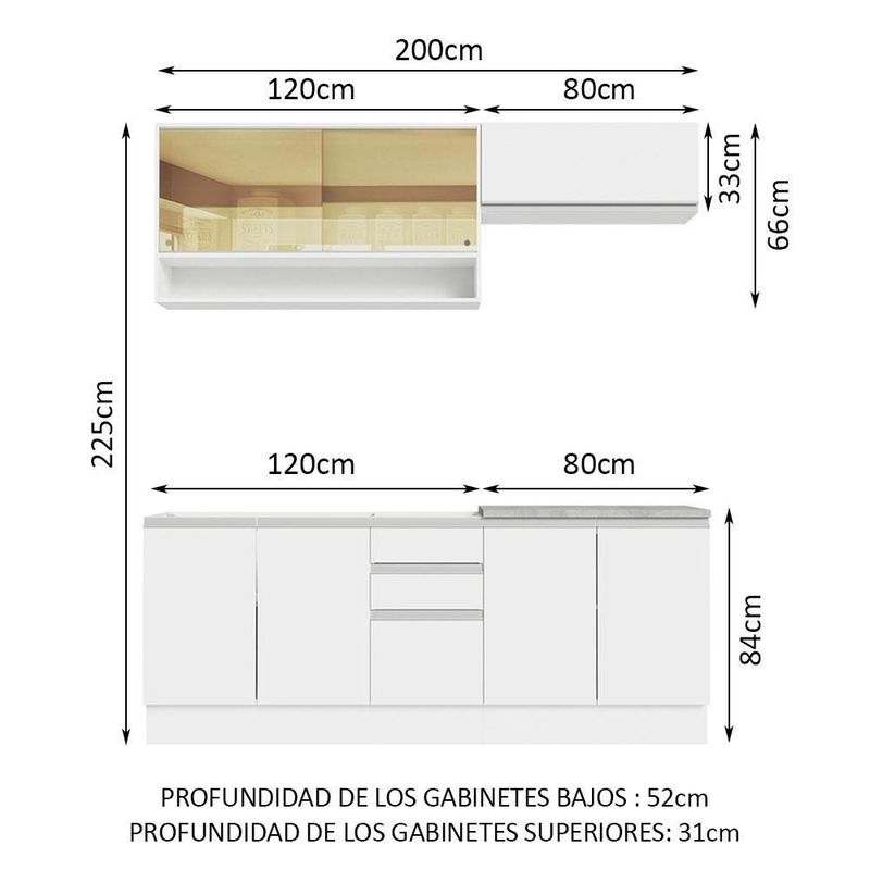 Cocina integral completa modular madesa glamy con tarja bb 3