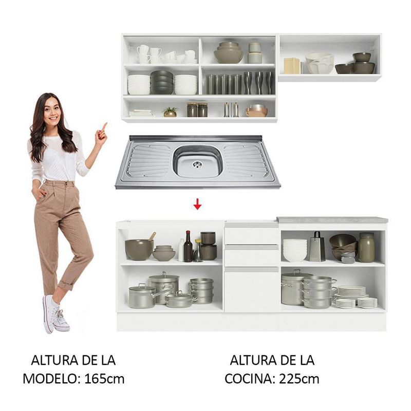 Cocina integral completa modular madesa glamy con tarja bb 3