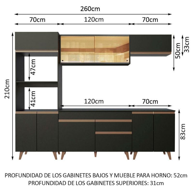 Cocina integral completa modular madesa reims 260cm negro 02