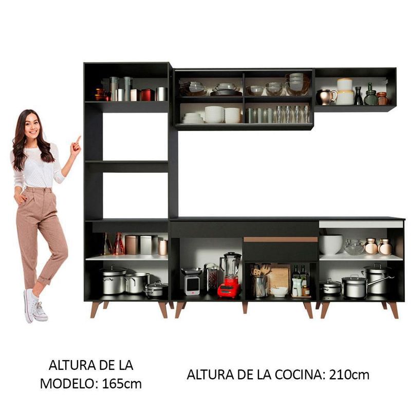 Cocina integral completa modular madesa reims 260cm negro 02