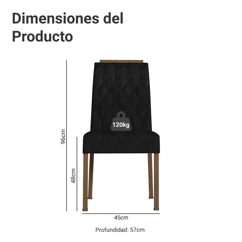 Kit 2 sillas de comedor 4256 madesa con detalle amaderado 03
