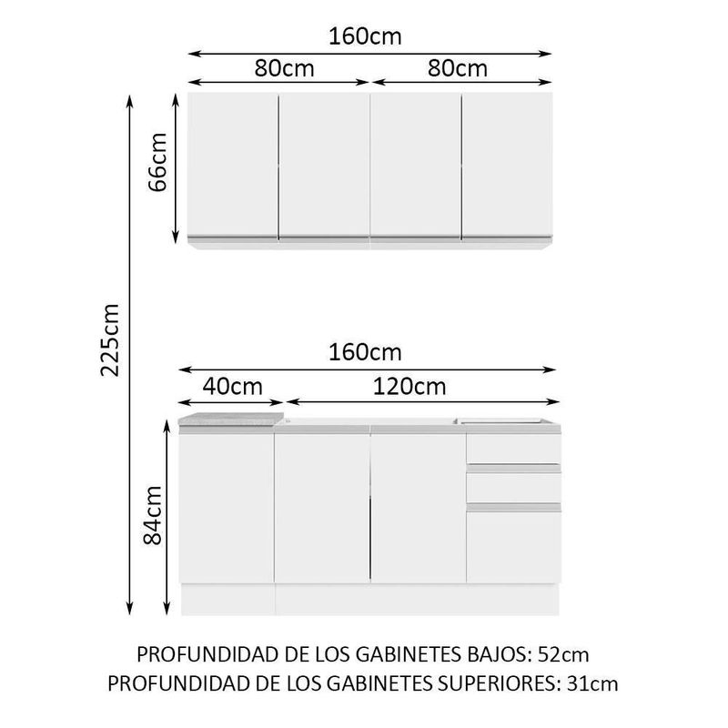 Cocina integral completa modular madesa glamy con tarja b 01